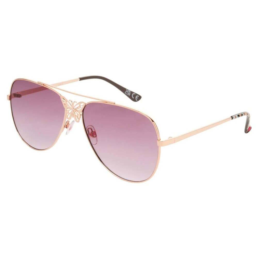 Betsey Johnson Women's Pure Bliss Aviator Sunglasses, Pink, 64 Mm